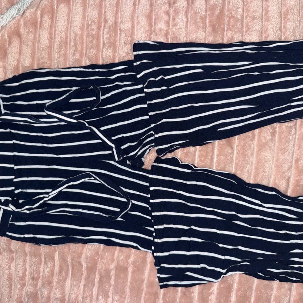 Striped Navy Blue and White Boho Pants